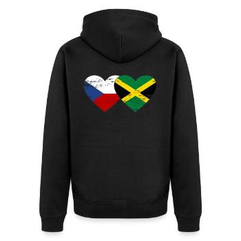 République tchèque Jamaïque Drapeau Coeur utilisé - Veste à capuche bio Premium Unisexe - noir - Dos - Nico (187cm)