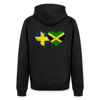 Sweden Jamaica Flag Heart used - Unisex Premium Organic Zip Hoodie - black - Back - Nico (187cm)