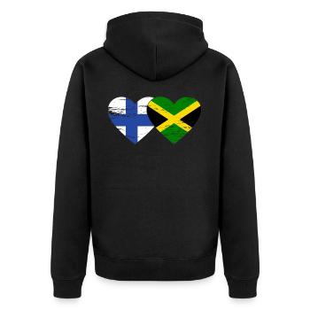 Finlande Jamaïque Drapeau Coeur utilisé - Veste à capuche bio Premium Unisexe - noir - Dos - Nico (187cm)