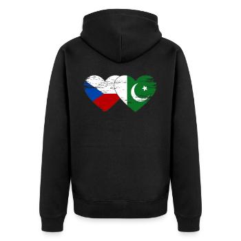 République tchèque Drapeau pakistanais coeur utilisé - Veste à capuche bio Premium Unisexe - noir - Dos - Nico (187cm)