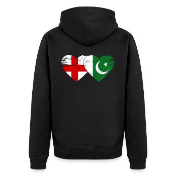 Angleterre Pakistan Drapeau Coeur - Veste à capuche bio Premium Unisexe - noir - Dos - Nico (187cm)