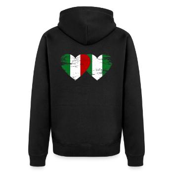 Italie Nigeria drapeau coeur utilisé - Veste à capuche bio Premium Unisexe - noir - Dos - Nico (187cm)