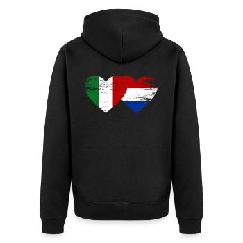 Italie Hollande drapeau coeur utilisé - Veste à capuche bio Premium Unisexe - noir - Dos - Nico (187cm)