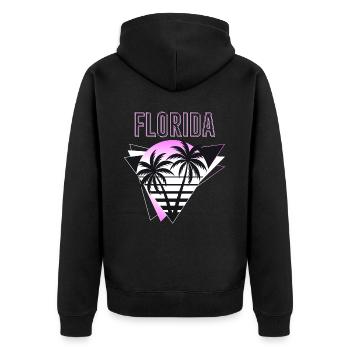 Florida USA Miami Amerika Sommer Palmen Neon Bunt - Unisex Premium Bio Zip Hoodie - Schwarz - Hinten - Nico (187cm)