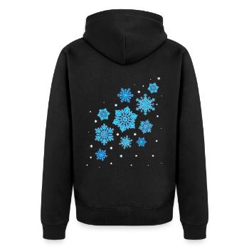 Schneeflocken Mandala - Unisex Premium Bio Zip Hoodie - Schwarz - Hinten - Nico (187cm)