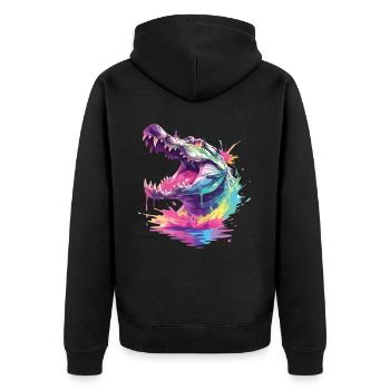 Alligator Crocodile Caiman Reptile Predator Animal - Unisex Premium Organic Zip Hoodie - black - Back - Nico (187cm)