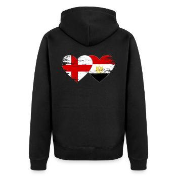 England Egypt Flag Hands Heart Shape Used - Unisex Premium Organic Zip Hoodie - black - Back - Nico (187cm)