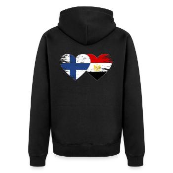 Finland Egypt Flag Hands Heart Shape Used - Unisex Premium Organic Zip Hoodie - black - Back - Nico (187cm)