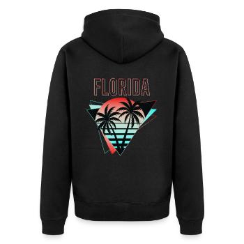 Florida USA Miami Amerika Sommer Palmen Neon Bunt - Unisex Premium Bio Zip Hoodie - Schwarz - Hinten - Nico (187cm)