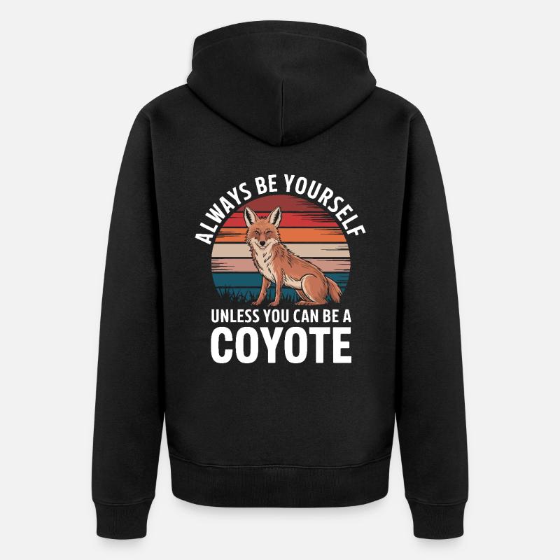 Coyote Animal Drôle - Veste à capuche bio Premium Unisexe - noir