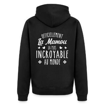 Officiellement La Mamou Incroyable - Veste à capuche bio Premium Unisexe - noir - Dos - Nico (187cm)