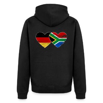Allemagne Afrique du Sud Drapeau Mains Coeur Forme Utilisé - Veste à capuche bio Premium Unisexe - noir - Dos - Nico (187cm)