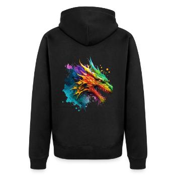 Dragon Colorful Fantasy Magic Mysticism Mythology Art - Unisex Premium Organic Zip Hoodie - black - Back - Nico (187cm)