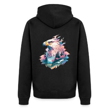 Eagle Head, Nature, Nature sauvage, Forêt, Arbres, Montagnes - Veste à capuche bio Premium Unisexe - noir - Dos - Nico (187cm)