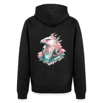 Eagle Head, Nature, Nature sauvage, Forêt, Arbres, Montagnes - Veste à capuche bio Premium Unisexe - noir - Dos - Nico (187cm)