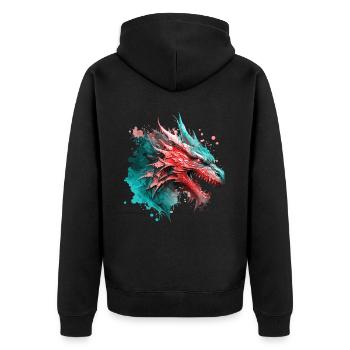 Dragon Colorful Fantasy Magic Mysticism Mythology Art - Unisex Premium Organic Zip Hoodie - black - Back - Nico (187cm)