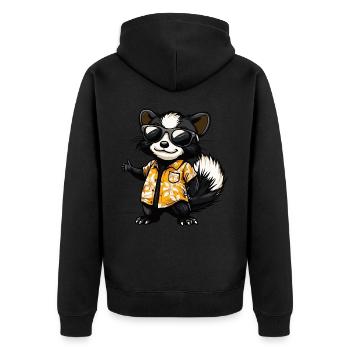 Stinktier Lustig Sommer - Unisex Premium Bio Zip Hoodie - Schwarz - Hinten - Nico (187cm)