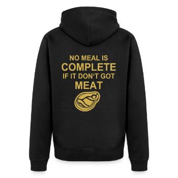 Meat Grilling BBQ Burger Steak Western Chef - Unisex Premium Organic Zip Hoodie - black - Back - Nico (187cm)
