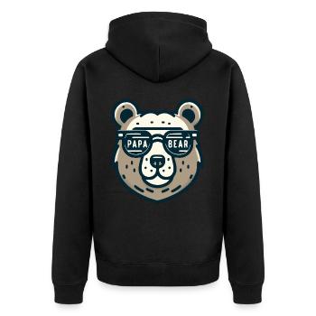 Papa Bear - Unisex Premium Organic Zip Hoodie - black - Back - Nico (187cm)