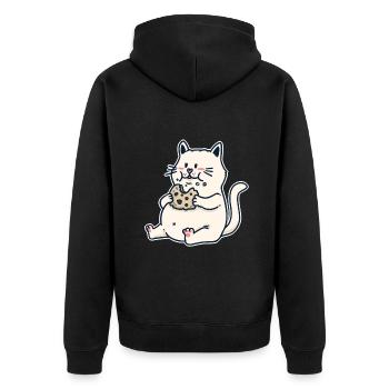 Cat Kitten Cookie Fantasy Kids Baby Cartoon Xmas - Unisex Premium Organic Zip Hoodie - black - Back - Nico (187cm)