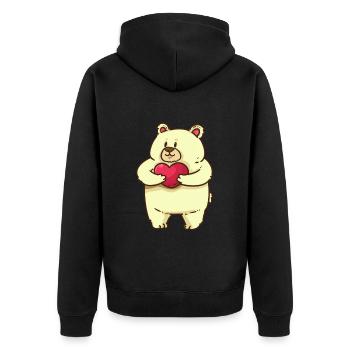 Valentin Teddy Bear Love Romantic Heart Love - Unisex Premium Organic Zip Hoodie - black - Back - Nico (187cm)