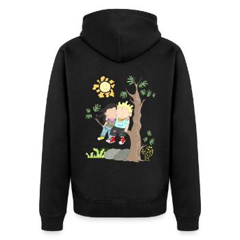 gros amour cher couple cadeau chemise - Veste à capuche bio Premium Unisexe - noir - Dos - Nico (187cm)