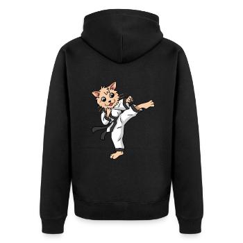 Karaté Chat Judo Chaton Enfants Self Défense - Veste à capuche bio Premium Unisexe - noir - Dos - Nico (187cm)