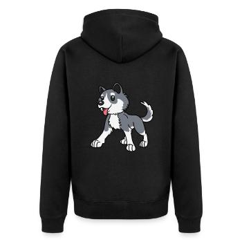 Husky Hund Hunderasse Hunde - Unisex Premium Bio Zip Hoodie - Schwarz - Hinten - Nico (187cm)
