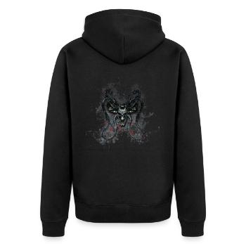 Gothic Monster Totenkopf Paint Splatter Art - Unisex Premium Bio Zip Hoodie - Schwarz - Hinten - Nico (187cm)