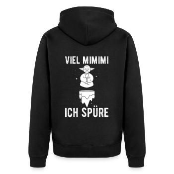 Jammern auf hohem Niveau: Die Macht des Mimimi - Unisex Premium Bio Zip Hoodie - Schwarz - Hinten - Nico (187cm)