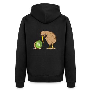 Kiwi New Zealand flightless bird kiwi fruit - Unisex Premium Organic Zip Hoodie - black - Back - Nico (187cm)