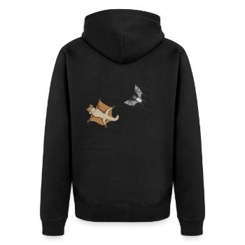 Race bat against flying squirrels - Unisex Premium Organic Zip Hoodie - black - Back - Nico (187cm)