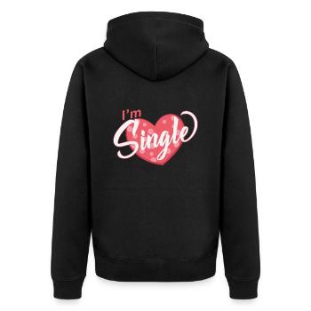 I´m single with heart, ready for flirts - Unisex Premium Organic Zip Hoodie - black - Back - Nico (187cm)