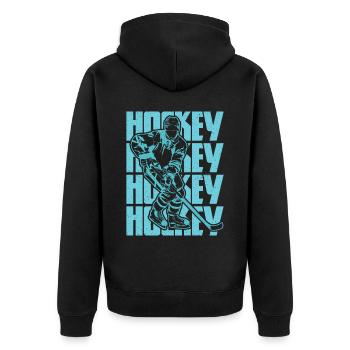 Hockey is passion - Unisex Premium Organic Zip Hoodie - black - Back - Nico (187cm)