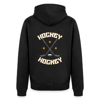 Hockey puck - Unisex Premium Organic Zip Hoodie - black - Back - Nico (187cm)