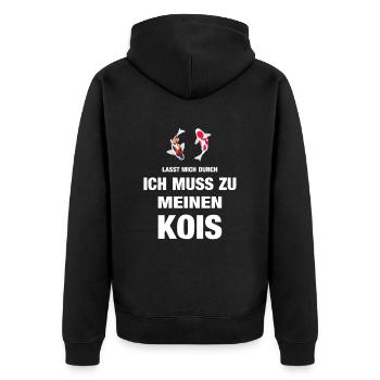 Lasst mich durch ich muss zu meinen Kois Koi Teich - Unisex Premium Bio Zip Hoodie - Schwarz - Hinten - Nico (187cm)