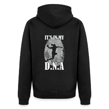 Handball ist in meiner DNA - Unisex Premium Bio Zip Hoodie - Schwarz - Hinten - Nico (187cm)