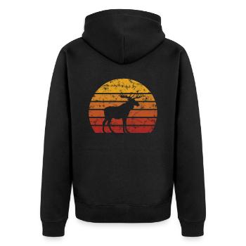 Elk Antler Deer Moose Vintage Norvège Cadeau - Veste à capuche bio Premium Unisexe - noir - Dos - Nico (187cm)