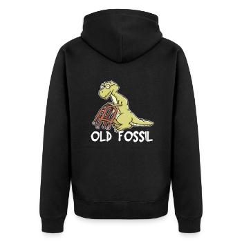 Humorous gift for old fossils and dinosaur fans - Unisex Premium Organic Zip Hoodie - black - Back - Nico (187cm)