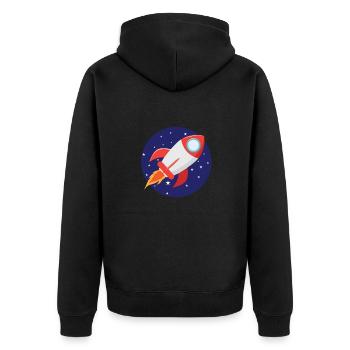 Fusée avec étoiles - Veste à capuche bio Premium Unisexe - noir - Dos - Nico (187cm)