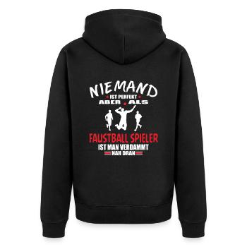 Faustball Fistball Faustballer Ist Perfekt Spruch - Unisex Premium Bio Zip Hoodie - Schwarz - Hinten - Nico (187cm)