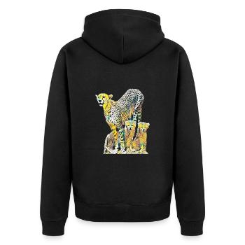 cheetah - Unisex Premium Organic Zip Hoodie - black - Back - Nico (187cm)