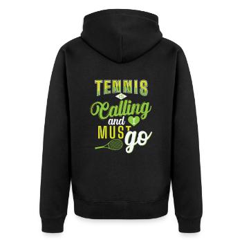 Tennis "Tennis is Calling" - Unisex Premium Bio Zip Hoodie - Schwarz - Hinten - Nico (187cm)