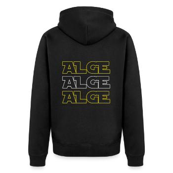 Lustiges Alge-Motiv für echte Partyfans - Unisex Premium Bio Zip Hoodie - Schwarz - Hinten - Nico (187cm)