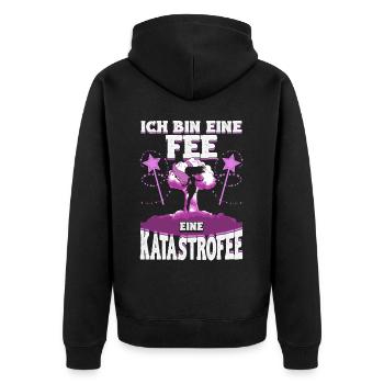 Katastrofee – Chaos mit Feenstaub und Charme - Unisex Premium Bio Zip Hoodie - Schwarz - Hinten - Nico (187cm)