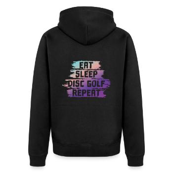 Eat Sleep Disc Golf Répéter - Veste à capuche bio Premium Unisexe - noir - Dos - Nico (187cm)