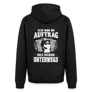 Legendärer Blues-Mission – Im Auftrag des Herrn - Unisex Premium Bio Zip Hoodie - Schwarz - Hinten - Nico (187cm)