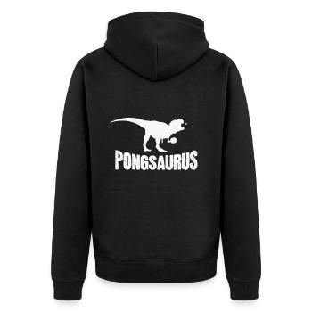 Table Tennis Dinosaur Rex Pongsaurus - Unisex Premium Organic Zip Hoodie - black - Back - Nico (187cm)
