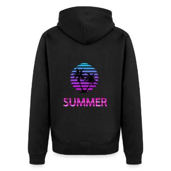 Été Vaporwave palmiers plage coucher de soleil - Veste à capuche bio Premium Unisexe - noir - Dos - Nico (187cm)