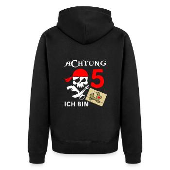 Piraten Abenteuer Zum 5. Geburtstag Für Entdecker - Unisex Premium Bio Zip Hoodie - Schwarz - Hinten - Nico (187cm)
